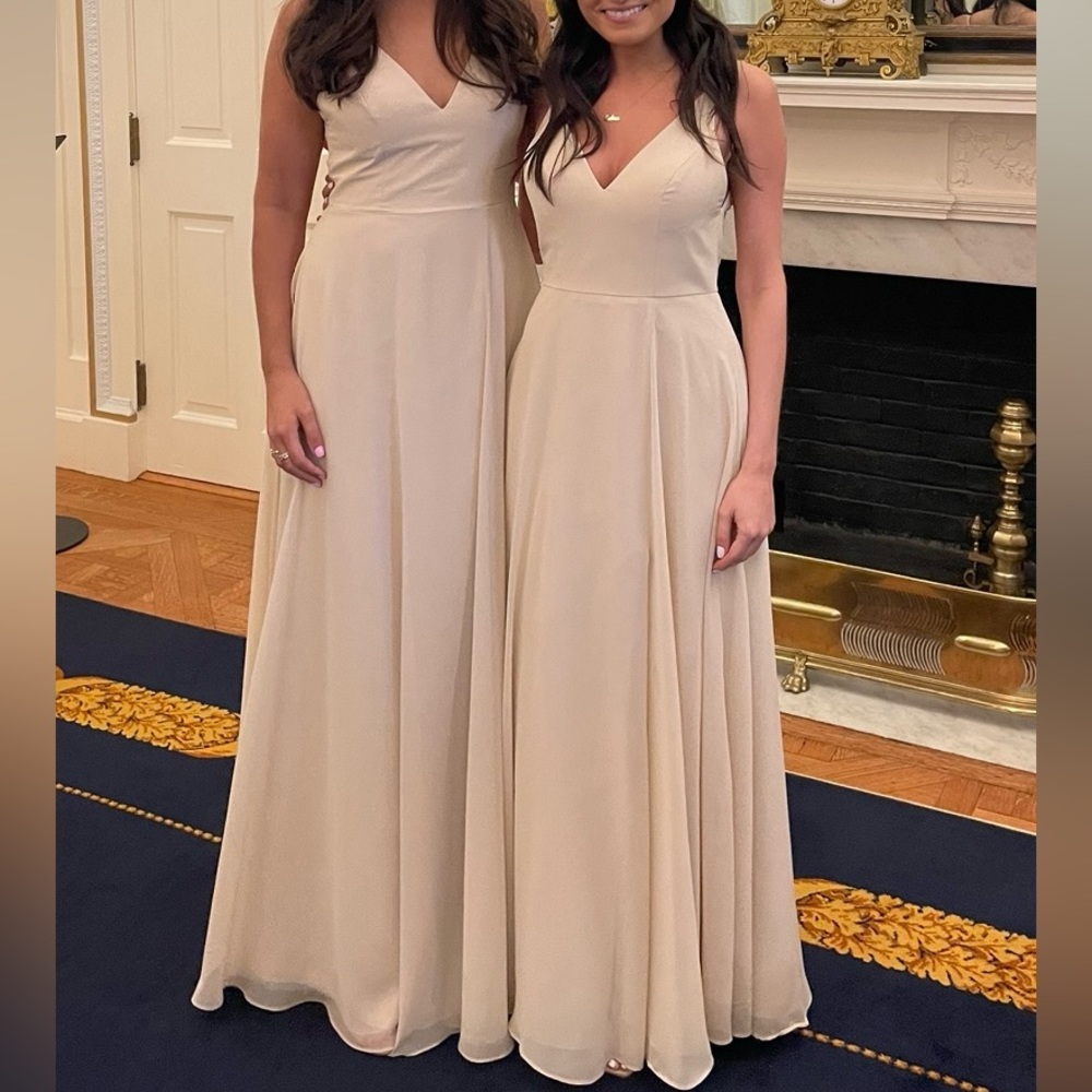 Jenny Yoo Martinique dress in color sand dune